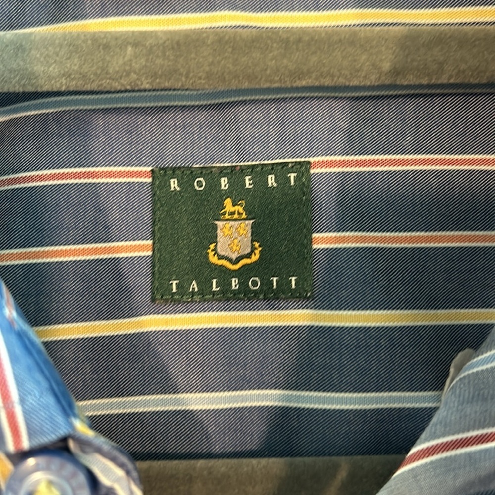 Robert Talbott Button Down Collared Shirt Blue St… - image 6